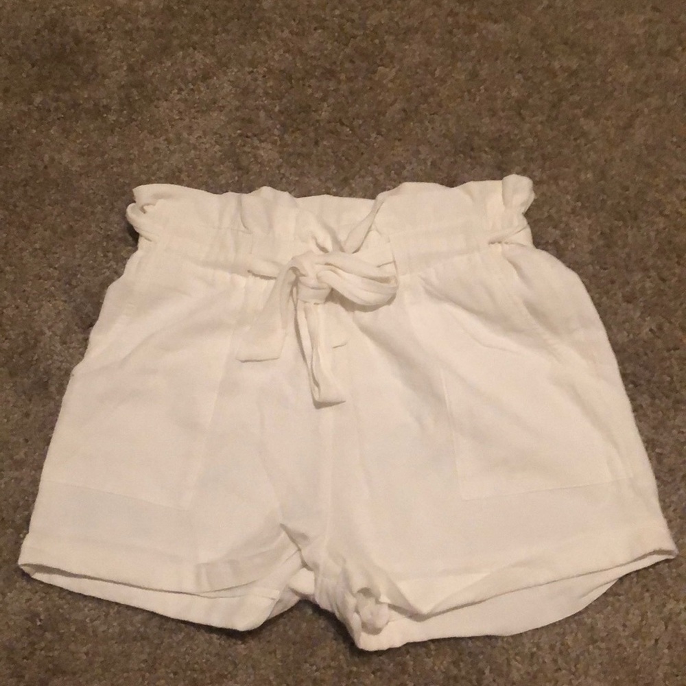 White linen shorts